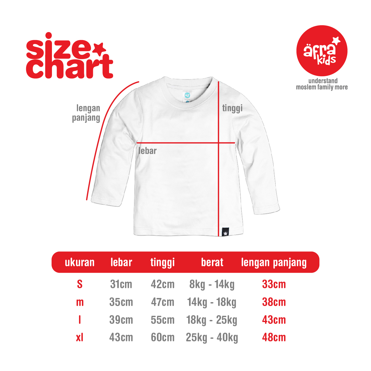 Ukuran Kaos Afrakids