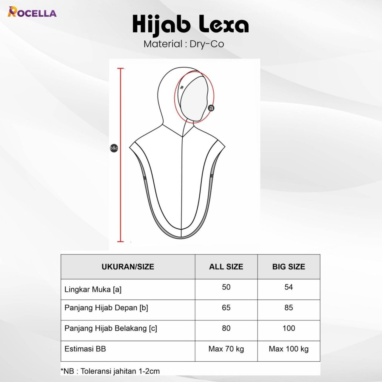 Size Chart Hijab Lexa